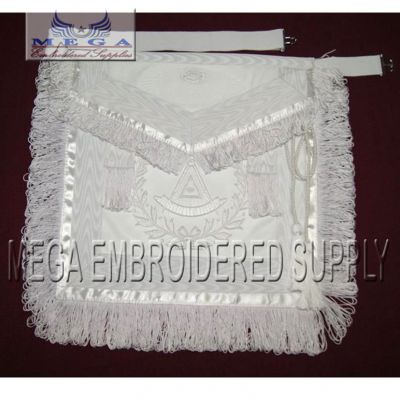 Masonic Past Master Apron - White Embroidered