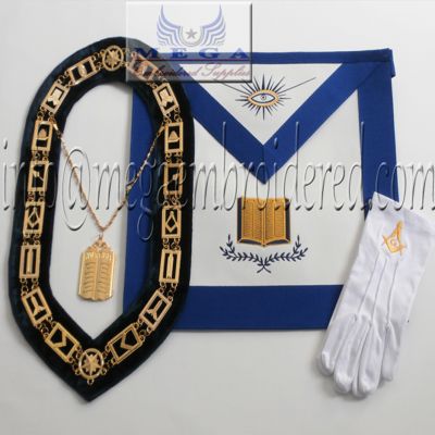 Blue lodge Officer Apron - Gold & blue