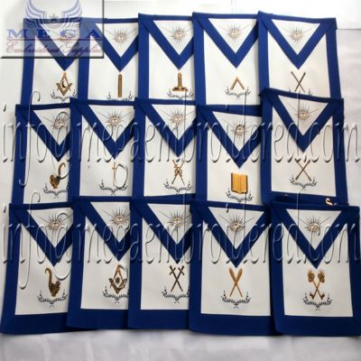 Blue lodge officer apron - set of 15