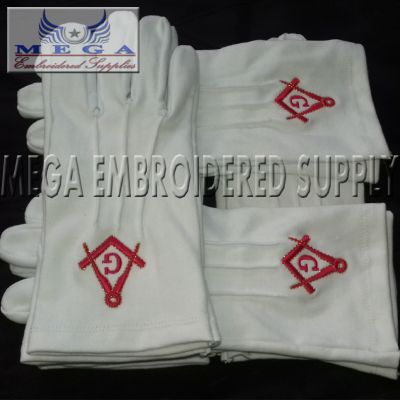 Masonic Master Gloves - red Emblem