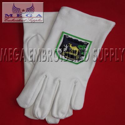 Masonic White Cotton Gloves with Emblem